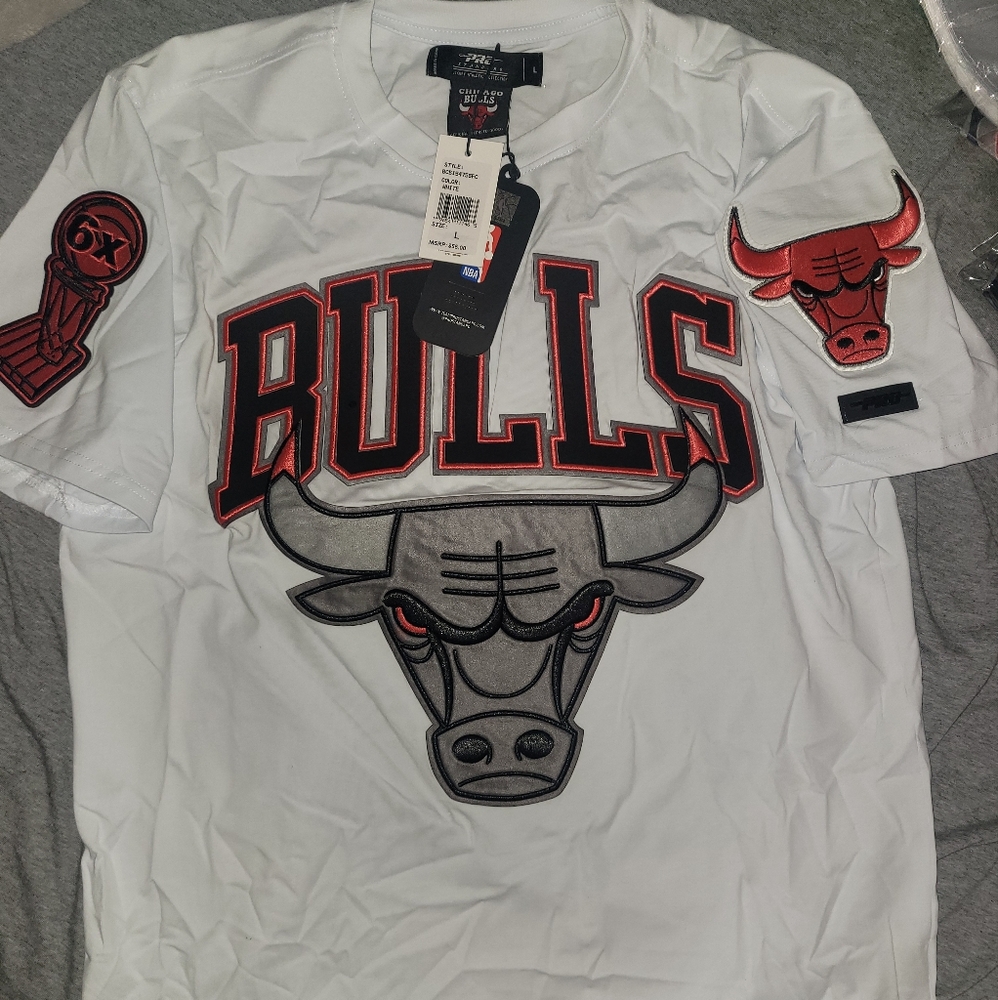 Mitchell & Ness White Jersey with Infared Bull Logo Size Large